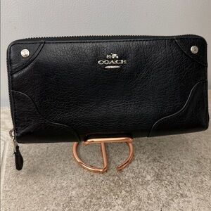 Coach Mickie Accordion Zip Wallet in Black Grain Leather (F52645)